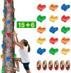 LEMOONE DIY 25Pcs Rock Climbing Holds for Kids with 8.53Ft Knotted Rope, 